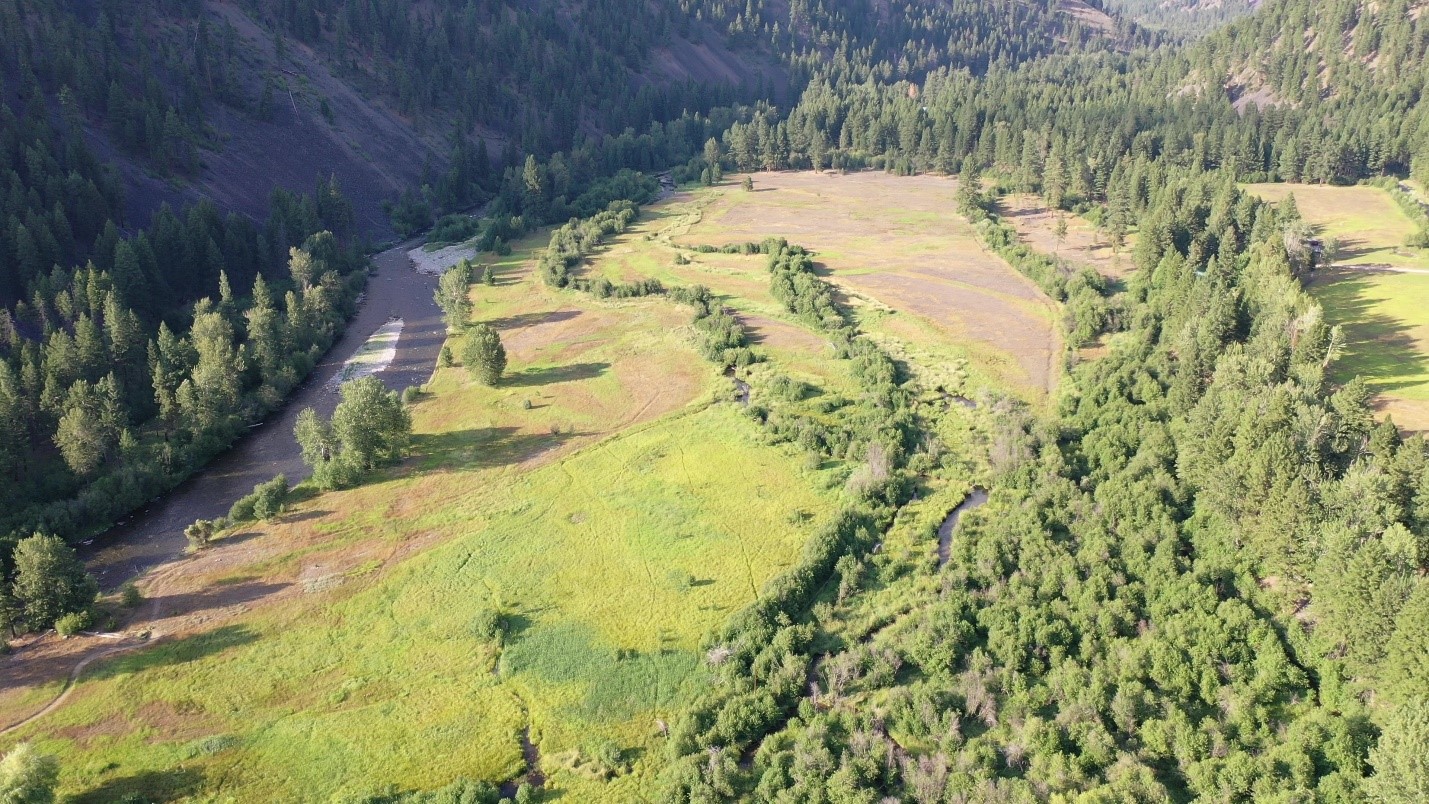 Aerial view of Rock Creek and Ranch Creek Confluence